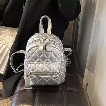 Мини-рюкзак 2024 года, лето, новый высококачественный алмазный маленький ароматный рюкзак, модный универсальный маленький рюкзак белый