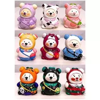 Мини-рюкзак Белый Эмбрион Медведь Кукла Эмалью Расписанная Не Гипсовая Керамическая Картина Сделай Сам Ручной Работы Граффити Детская Игрушка