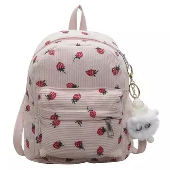 Мини-рюкзак для девочек-подростков Strawberry Bookbag Cordoy Travel Bag (белый) ES