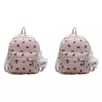 Мини-рюкзак для девочек-подростков Strawberry Bookbag Cordoy Travel Bag (розовый)