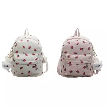 Мини-рюкзак для девочек-подростков Strawberry Bookbag Cordoy Travel Bag (белый) К