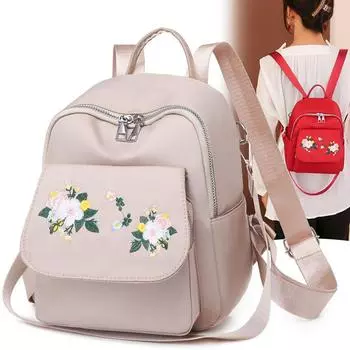 Мини-рюкзак для женщин, вышитая маленькая сумка, дорожный рюкзак чёрный