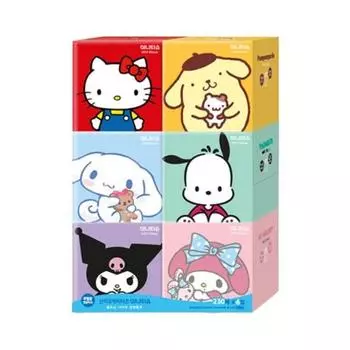 Мини-салфетки Sanrio Characters 230 листов, 6 упаковок, 230 листов, 6 упаковок, популярный персонаж в Корее