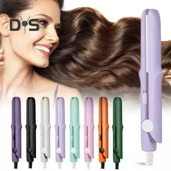 Мини-щипцы для завивки двойного назначения 2-в-1, плойка, выпрямитель для волос, щипцы для завивки, быстрый нагрев, портативный, для путешествий, для женщин, для коротких и длинных волос, укладка серый