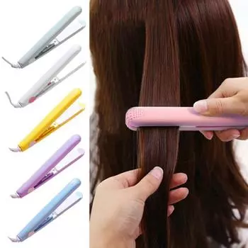 Мини-щипцы для завивки двойного назначения 2-в-1, плойка, выпрямитель для волос, щипцы для завивки, быстрый нагрев, портативные дорожные женские короткие и длинные инструменты для укладки волос жёлтый