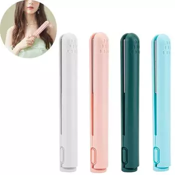 Мини-щипцы для завивки волос Type-C, выпрямитель для волос, портативная двойная керамическая насадка для выпрямления волос, мини-щипцы для завивки волос для дома и путешествий зелёный