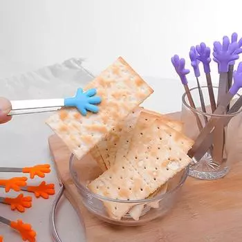 Мини-щипцы Сервировочные щипцы из нержавеющей стали в форме ладони Щипцы для еды для кубиков льда Сахар Фрукты Салат Барбекю Гриль Шведский стол Кухня Кулинария фиолетовый