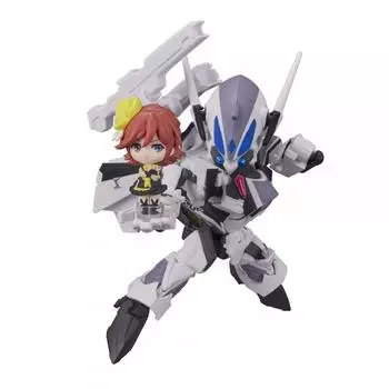 МИНИ-СЕАНС Macross Delta VF-31F Siegfried (Машина Мессер Ильефельд) с Канаме Буканир примерно. Подвижная фигурка из окрашенного ПВХ и АБС-пластика высотой 100 мм