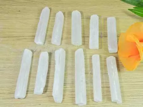 Мини селенит карандашный кончик кристалл драгоценный камень россыпью 11 шт. лот 45-55 мм 330 карат. РК-2849