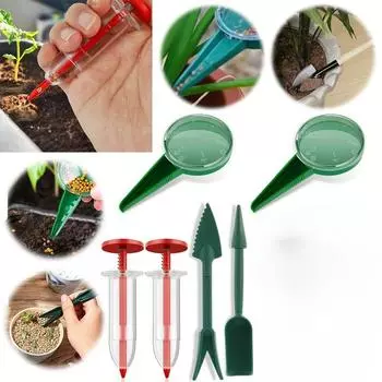 Мини-сеялка для семян цветочных растений с инструментами, помощник для посева, ручной пластиковый разбрасыватель семян для садоводства, инструмент для посадки в саду 6 Set