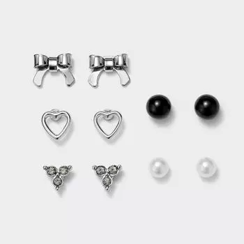 Серьги Gu By Uniqlo Ribbon Multi Mini 5 шт. 85 SILVER/ONE SIZE