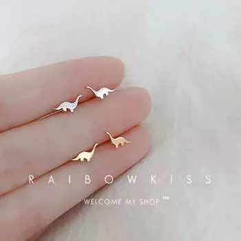 Мини-серьги-гвоздики с маленьким динозавром, женские простые маленькие студенческие серьги, милые новые модные нежные серьги золотой