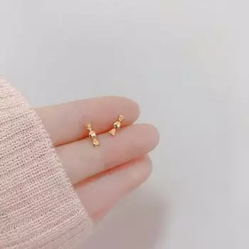 Мини-серьги-гвоздики, женские милые маленькие серьги-конфеты, простой дизайн, смысл золотой