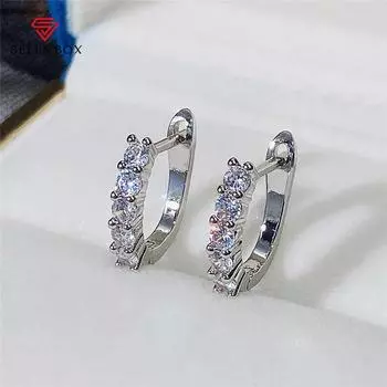 Мини-серьги-кольца BELLA BOX для девочек, серебряные цветные блестящие циркониевые аксессуары на каждый день, минималистичный подарок, женские ювелирные изделия