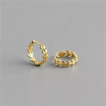 Мини-серьги-кольца в виде листьев золотистого цвета, минималистичный винтажный и элегантный стиль, модные универсальные серьги для женщин, идеальный подарок золотой