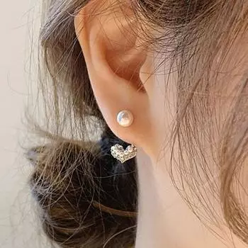 Мини-серьги со стразами и жемчугом, серьги-подвески Temperament Love для женщин золотой