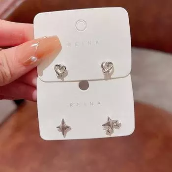 Мини-серьги-звездочки из серебра 925 пробы — модные, на каждый день, идеально подходят для любого случая Model A965 серебряный
