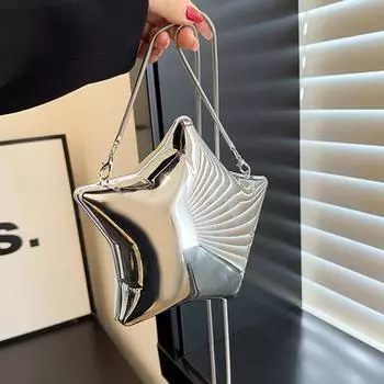 Мини серебряный акриловый клатч для женщин, роскошные дизайнерские сумки, сумка через плечо в форме звезды, вечерние сумки, новинка