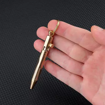 Мини шариковая ручка в подарок с брелком для путешествий, работы, бизнеса, подписания Brass Color