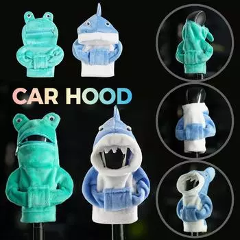 Mini Shark Gear Stick Car Shifter Hoodie Car Gear Shift Knob Cover Funny Gearshift Sweater Car Interior Accessories Car Hood