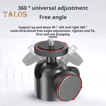 Мини-шаровая головка из алюминиевого сплава, вращающаяся на 360 градусов, винт 1/4 3/8 дюйма, металлический светодиодный светильник для видеосъемки, адаптер для крепления на головке штатива для мобильного телефона, DSLR-камеры 3/8inch