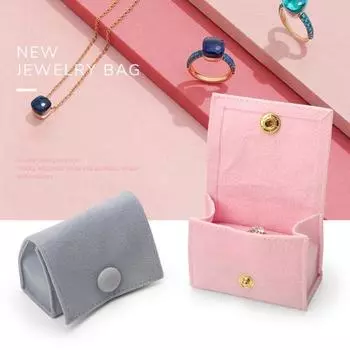 Мини-шкатулка для драгоценностей, элегантная роскошная мягкая бархатная портативная однотонная кнопка, дорожные серьги-гвоздики, кольцо-органайзер, держатель для сумки, чехол-контейнер