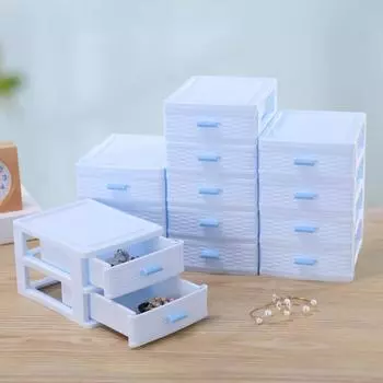 Мини-шкатулка для хранения ювелирных изделий из пластика, многослойный ящик для хранения 3 Layer синий