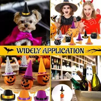 Мини-шляпа ведьмы, бутылка вина, тыква, украшение, торжественная шляпа, украшение на Хэллоуин, маленький человек, шляпа ведьмы с острым углом, принадлежности для вечеринок оранжевый