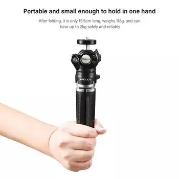 Мини-штатив KINGJOY, настольный штатив, грузоподъемность 2 кг/4,4 фунта, 2 уровня, регулируемая высота чёрный