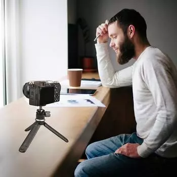 Мини-штатив с креплением на винтах 1/4 дюйма, настольная подставка-штатив для камеры смартфона для видеозаписи/селфи/прямой трансляции/видеоблогинга чёрный