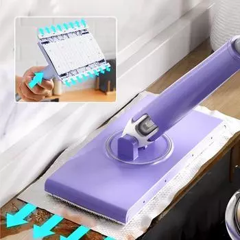 Мини-швабра Hands-Free, совместимая с полотенцами для лица, специальная мини-швабра с вращением на 360°, телескопическая система для мытья полов для дома и окон фиолетовый