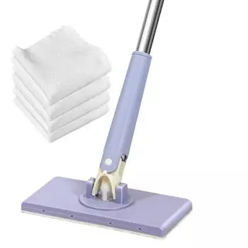 Мини-швабра с автоматической сменой тряпки, плоская швабра для пыли без рук с вращением на 360 градусов D фиолетовый