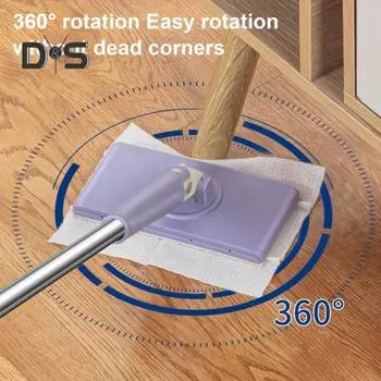 Мини-швабра с автоматической сменой тряпки, плоская швабра для пыли без помощи рук с вращающейся на 360 градусов головкой, одноразовая швабра для пола D белый