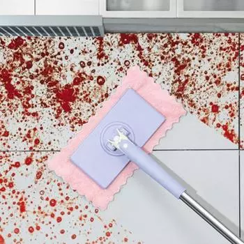 Мини-швабра с автоматической сменой тряпок, длинной ручкой и вращающейся на 360 градусов головкой фиолетовый