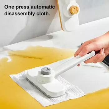 Мини-швабра в комплекте для сухой влажной уборки пола с вращающейся на 180 градусов ручкой и автоматической заменой бумаги. Твердая структура для мытья лица. Полотенце для лица. серый