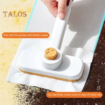 Мини-швабра в комплекте для сухой влажной уборки пола с вращающейся на 180 градусов ручкой и автоматической заменой бумаги. Твердая структура для мытья лица. Полотенце для лица. серый