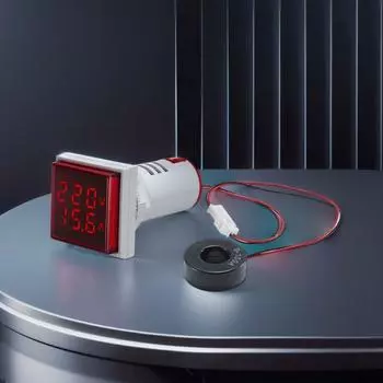 Мини-сигнальная лампа с двумя дисплеями 0-100A, квадратная сигнальная лампа тока 60-500 В, светодиодный индикатор напряжения и тока для внутреннего и наружного применения красный