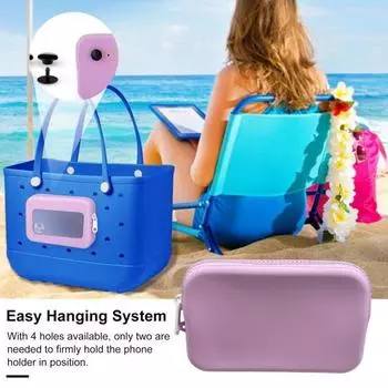 Мини силиконовая сумка для сумки Bogg Bag, водонепроницаемая застежка-молния, портативная однотонная пляжная сумка, косметичка для телефона фиолетовый