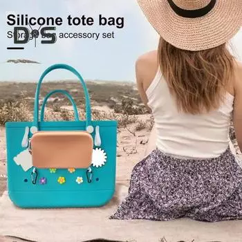 Мини-силиконовая сумка для сумки Bogg, водонепроницаемая застежка-молния, портативная однотонная пляжная сумка, косметичка, держатель для телефона, вставной кошелек, кошелек фиолетовый