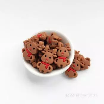 Мини-силиконовые бусины в форме оленей, силиконовые бусины в форме лося, силиконовые рождественские бусины, силиконовые бусины Set of 10