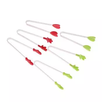 Мини силиконовые зажимы для еды с ручкой из нержавеющей стали, ладонь из нержавеющей стали, симпатичные противоскользящие пинцеты для закусок, не грязные ручные инструменты as the picture