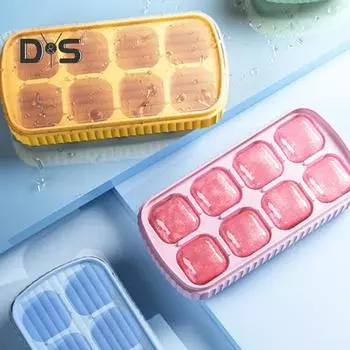 Мини-силиконовый лоток для кубиков льда с крышкой, идеально подходящий для коктейлей и виски, не содержит BPA, легко снимается, компактный дизайн зелёный