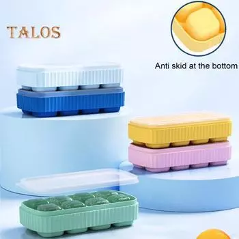 Мини-силиконовый лоток для кубиков льда с крышкой, идеально подходящий для коктейлей и виски, не содержит BPA, легко снимается, компактный дизайн жёлтый