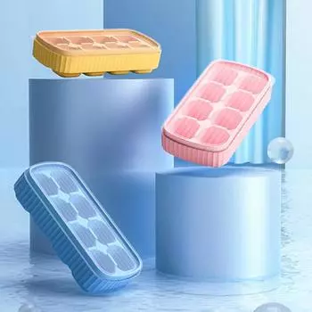 Мини-силиконовый лоток для кубиков льда с крышкой, идеально подходящий для коктейлей и виски, не содержит BPA, легко снимается, компактный дизайн зелёный