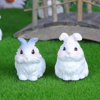 Мини-симуляция кролика, фигурка кролика, автомобиль, украшение для рабочего стола, микро-ландшафтное украшение, кукольный домик, миниатюрная игрушка
