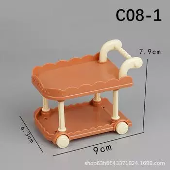 Мини-симуляция Маленькая мебель Холодильник Обеденная тележка Страница оформления заказа Корзина для покупок Торт Овощная стойка Двусторонняя стойка Игровой домик Игрушки