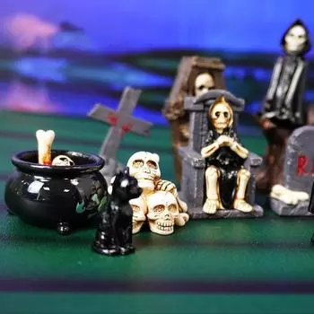 Мини-скелет на Хэллоуин, тыквенные кости, украшения, микропейзаж, креативные миниатюрные фигурки, сделай сам, украшение для домашнего стола, подарки