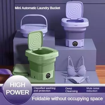 Мини-складная стиральная машина 8л, бытовая бесшумная интеллектуальная стиральная машина с шумоподавлением, портативная дезинфекционная стиральная машина с синим светом