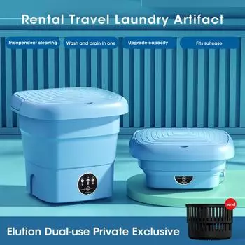 Мини складная стиральная машина с сушилкой для белья и носков, стиральная машина для путешествий, общежития 110 В-240 В, ЕС, США синий