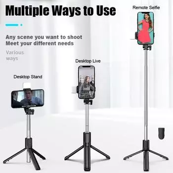 Мини-складной Bluetooth-штатив для селфи с заполняющей подсветкой, Bluetooth-пульт дистанционного управления затвором, выдвижной стержень для сотового телефона Huawei Xiaomi IPhone without light